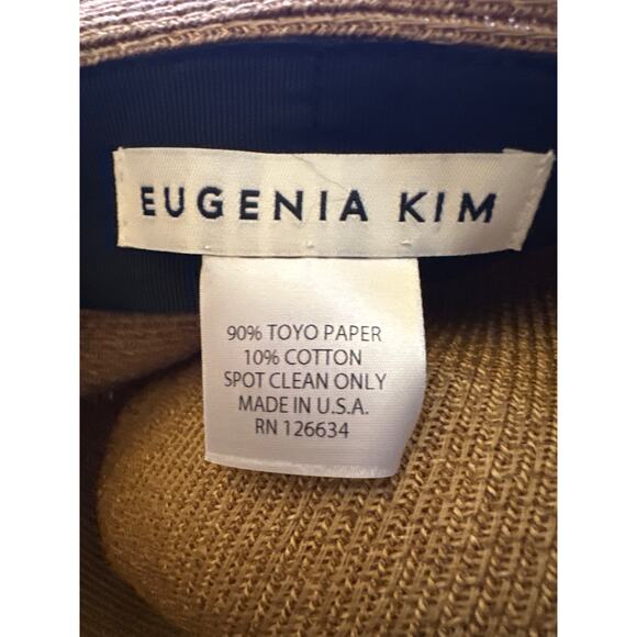 Eugenia Kim Feather Trim Straw Hat Made in USA Size Large - Picture 6 of 7